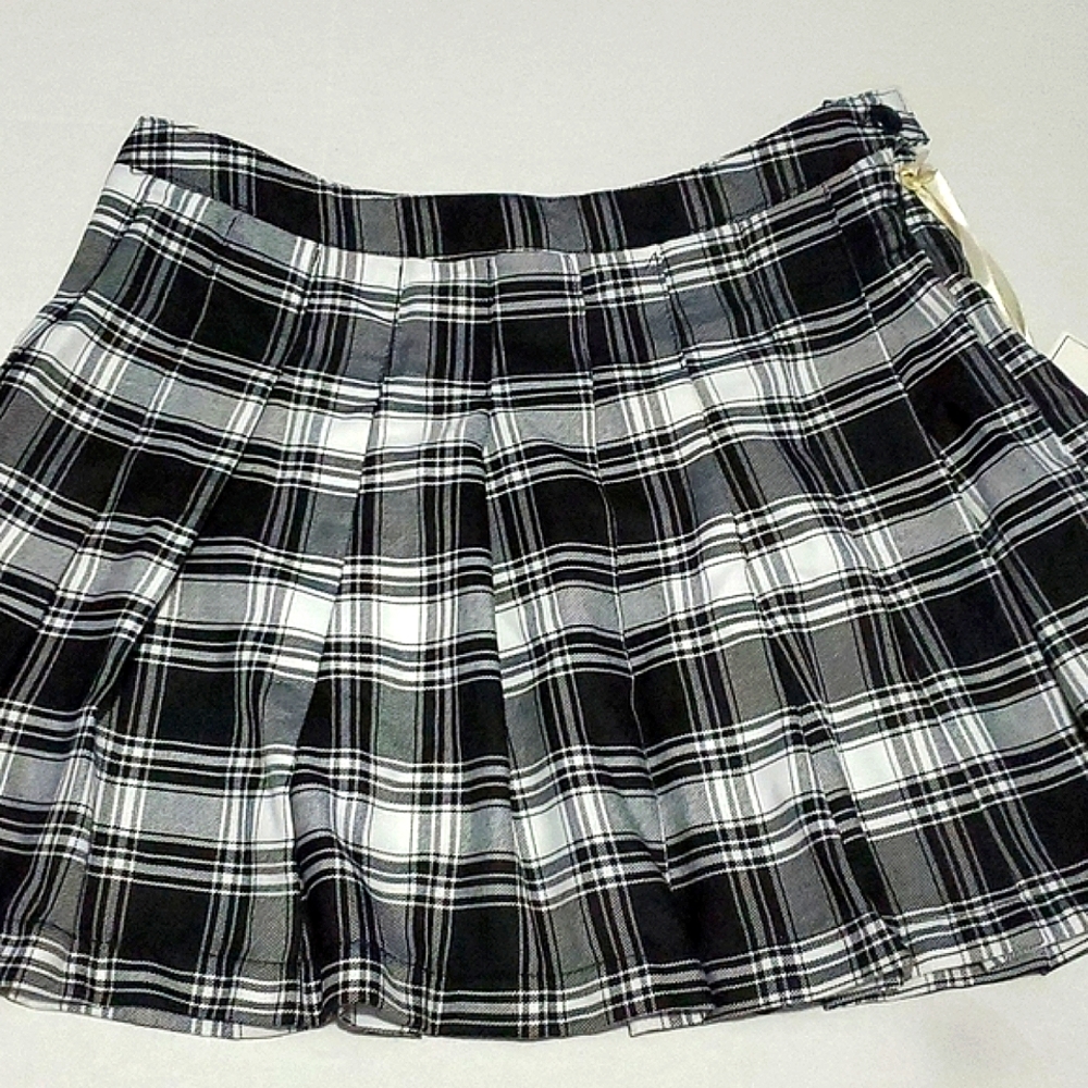 J for Justify Black & White Plaid Pleated Academia Grunge Mini Skirt M